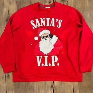 Santa's VIP Men's Red Sweatshirt Christmas Lights Up Holiday Time